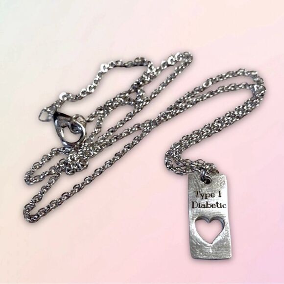 Dainty T1D, Medical Alert Necklace & Charm - Picture 1 of 12